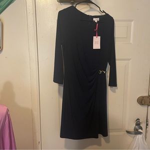 Julie Brown NYC Navy Dress with Side ornament